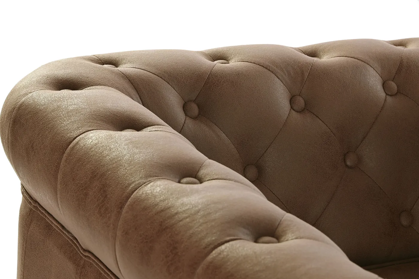 Fauteuil van polyester, hout en leer bruin — Foto 2