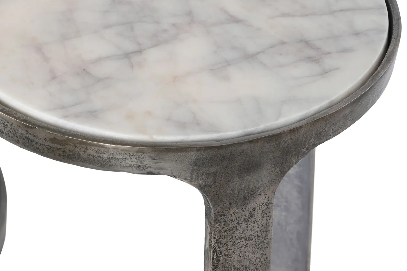 Set of 3 – patinated marble side table — Photo 2