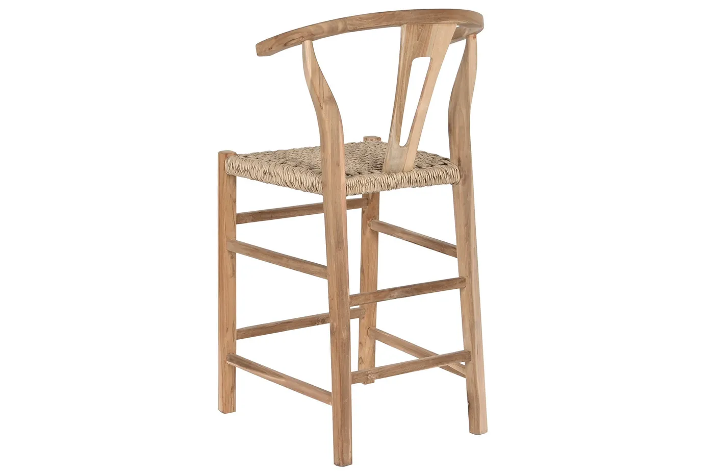 Tabouret en teck et fibre naturelle naturel — Photo 2
