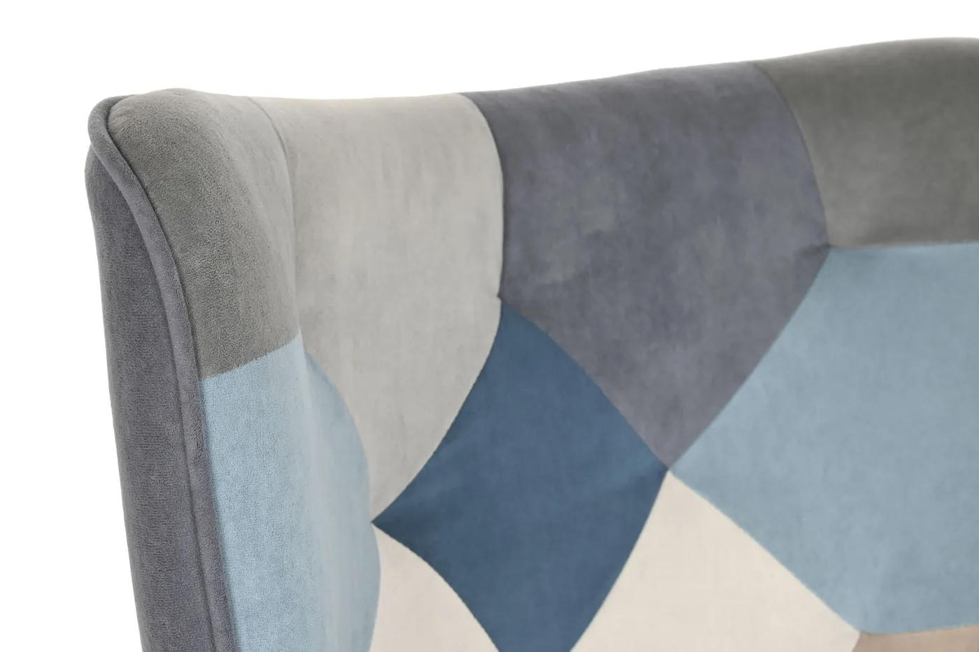 Set of 2 – patchwork linen rubberwood armchair — Photo 2