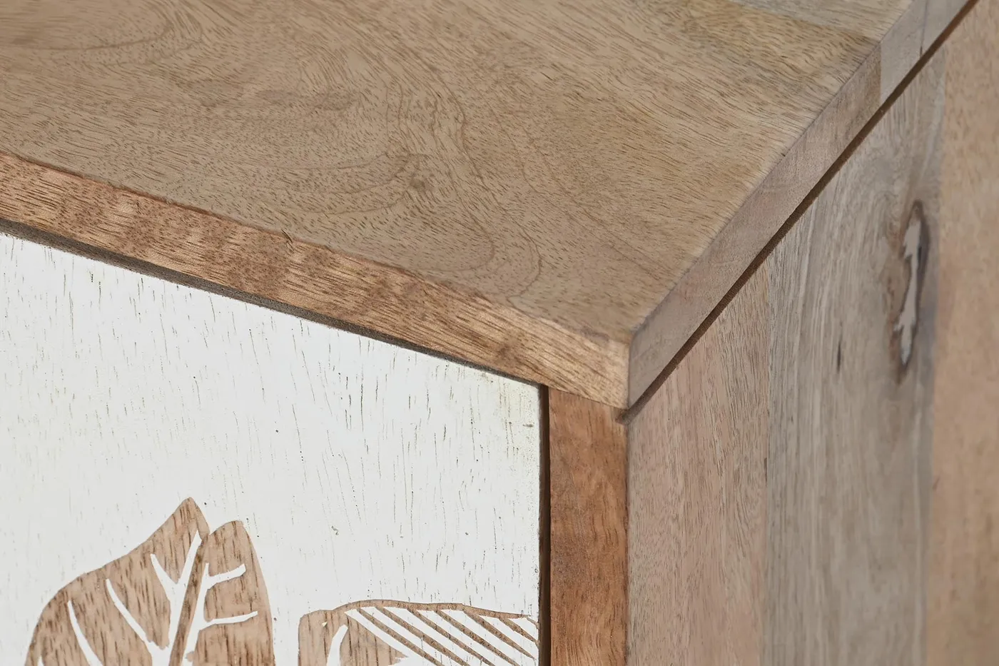 Meuble TV feuille en manguier et métal blanc — Photo 2