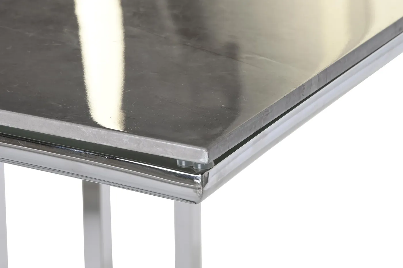 Steel glass marble dining table — Photo 2