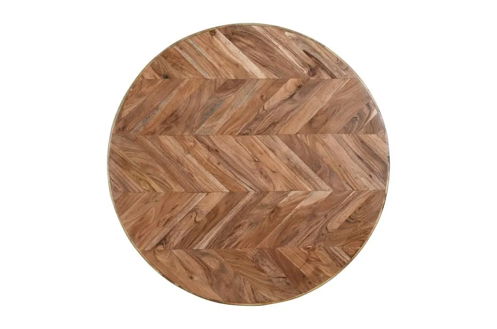 Round acacia metal table — Photo 2