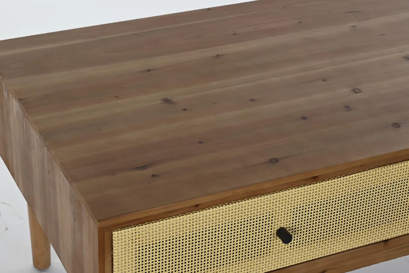 Salontafel van vurenhout en rotan bruin — Foto 2