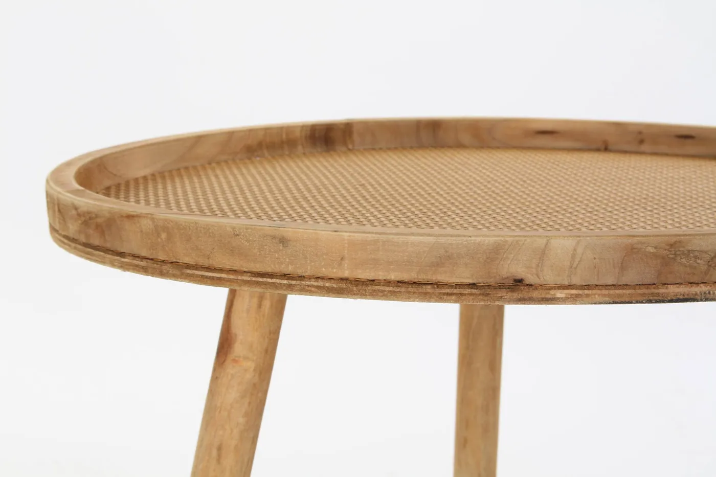 Set van 2 – bijzettafel van vurenhout en rotan naturel — Foto 2