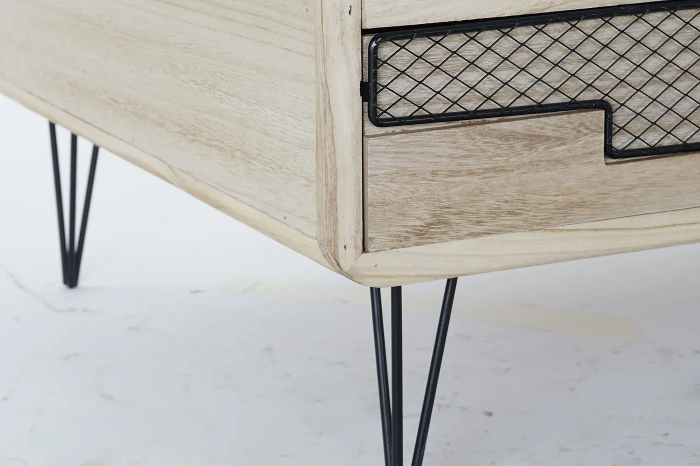 Paulownia metal TV unit – natural — Photo 2