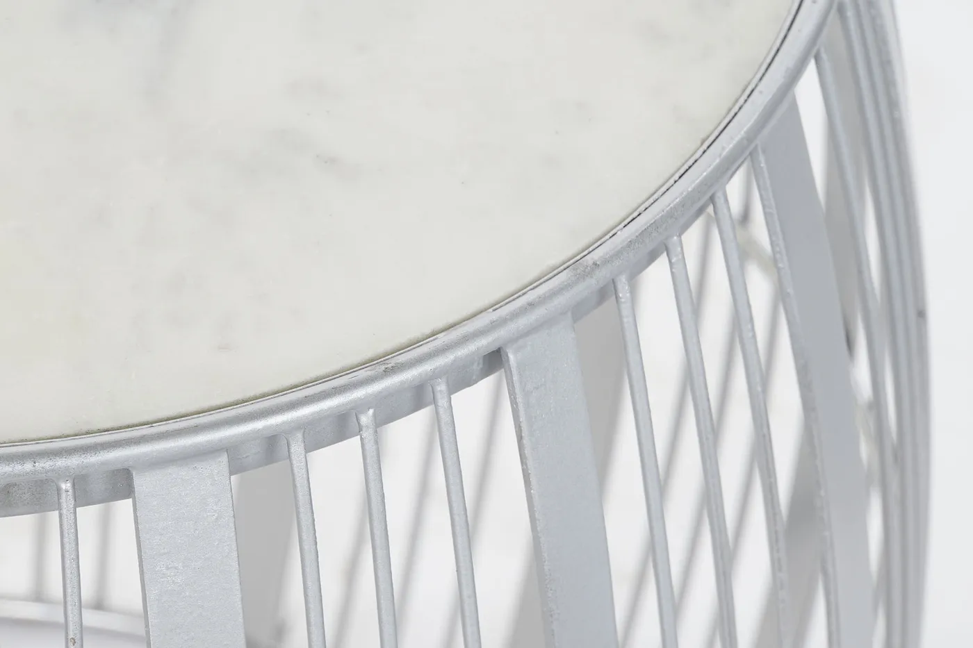 Iron marble side table – silver — Photo 2