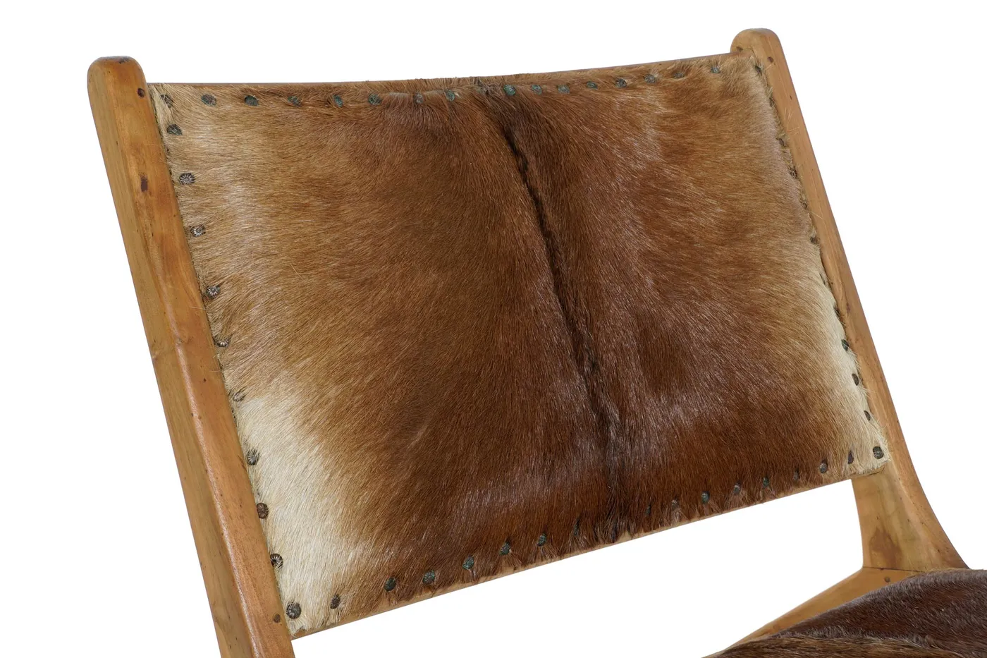 Cow teak leather armchair – brown — Photo 2