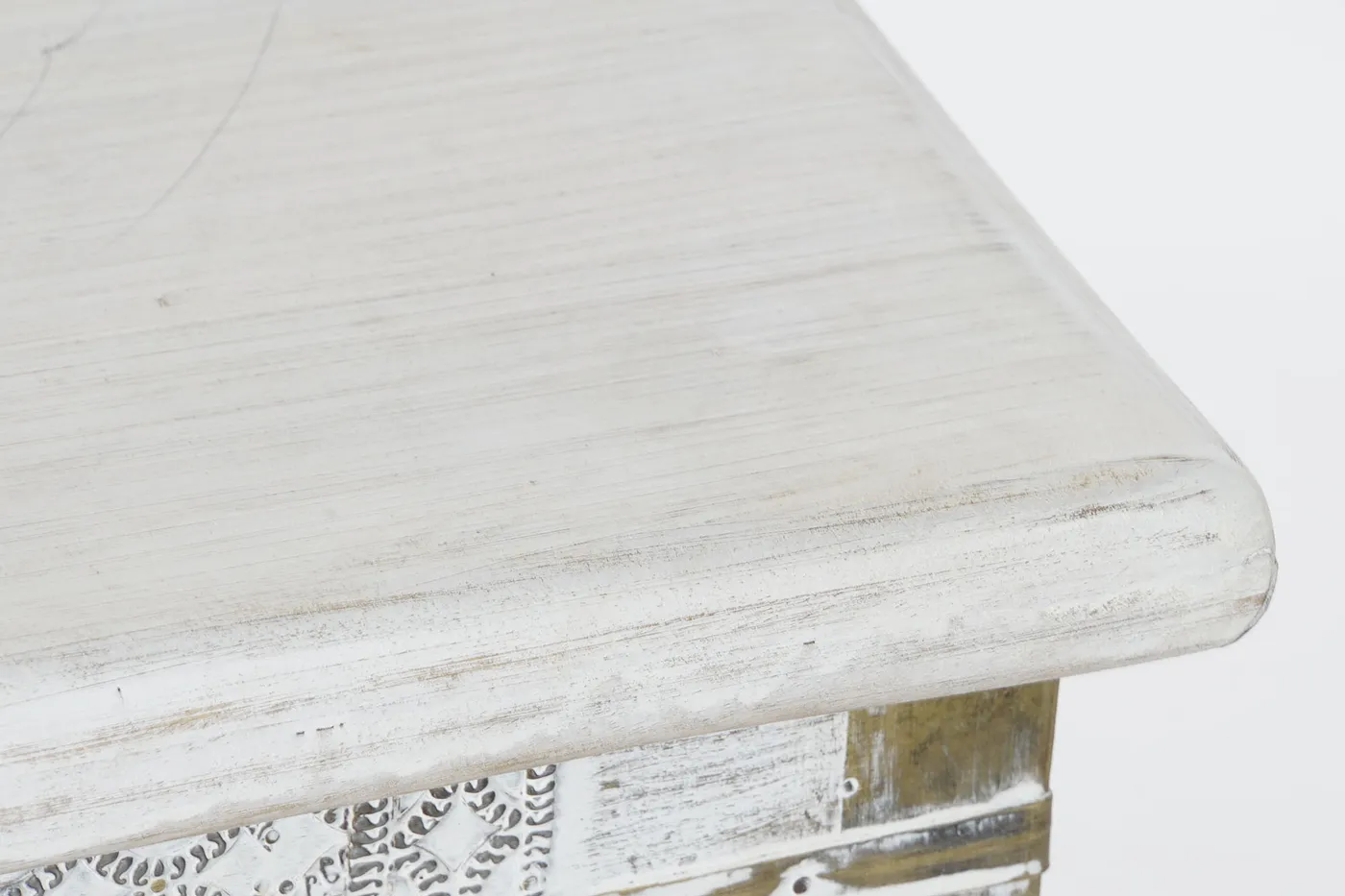 Mango wood metal coffee table – whitewashed / white — Photo 2