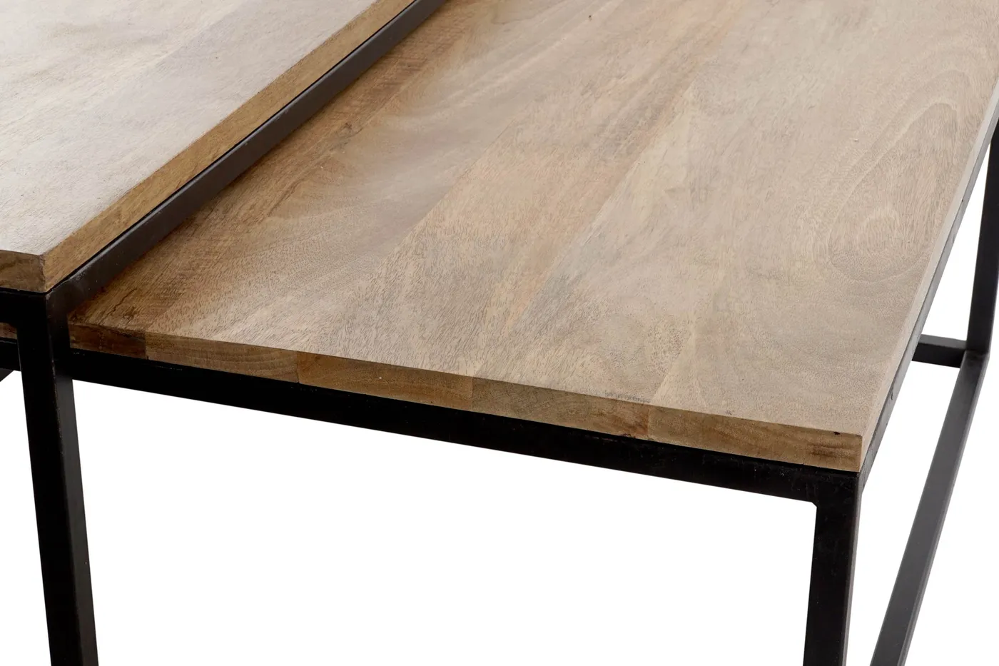 Set of 2 – metal mango wood coffee table – natural — Photo 2