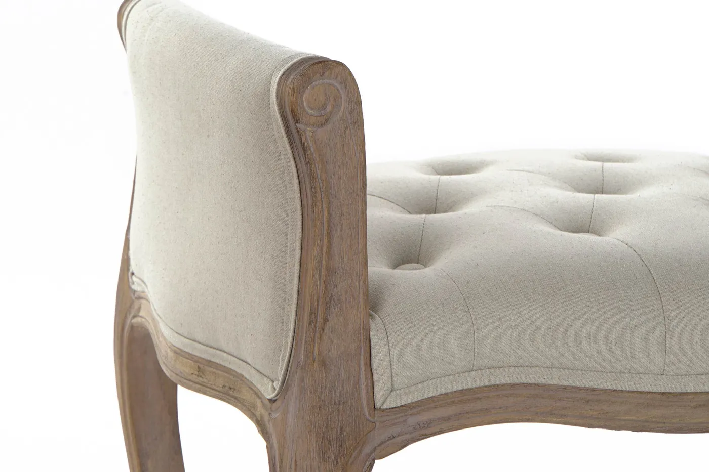 Banc à chaussures en lin et hévéa beige — Photo 2