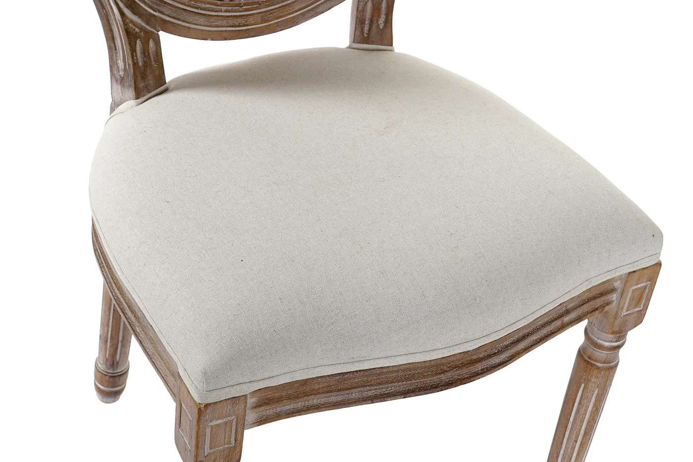 Chaise en hévéa, lin et cannage beige — Photo 2
