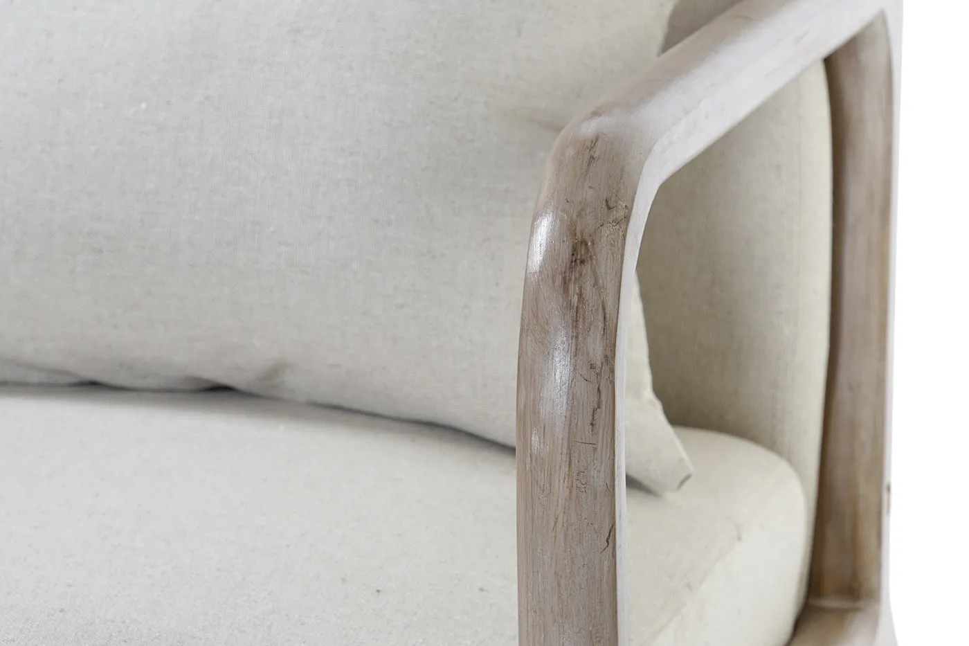 Fauteuil coussin en hévéa et lin beige — Photo 2