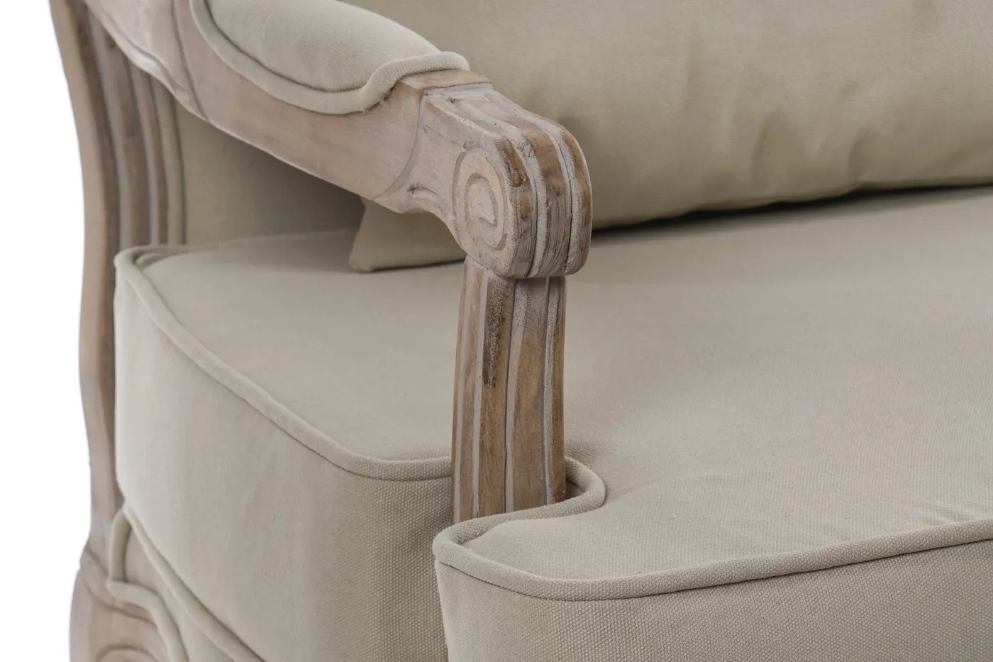 Wood armchair canvas cushion – natural — Photo 2