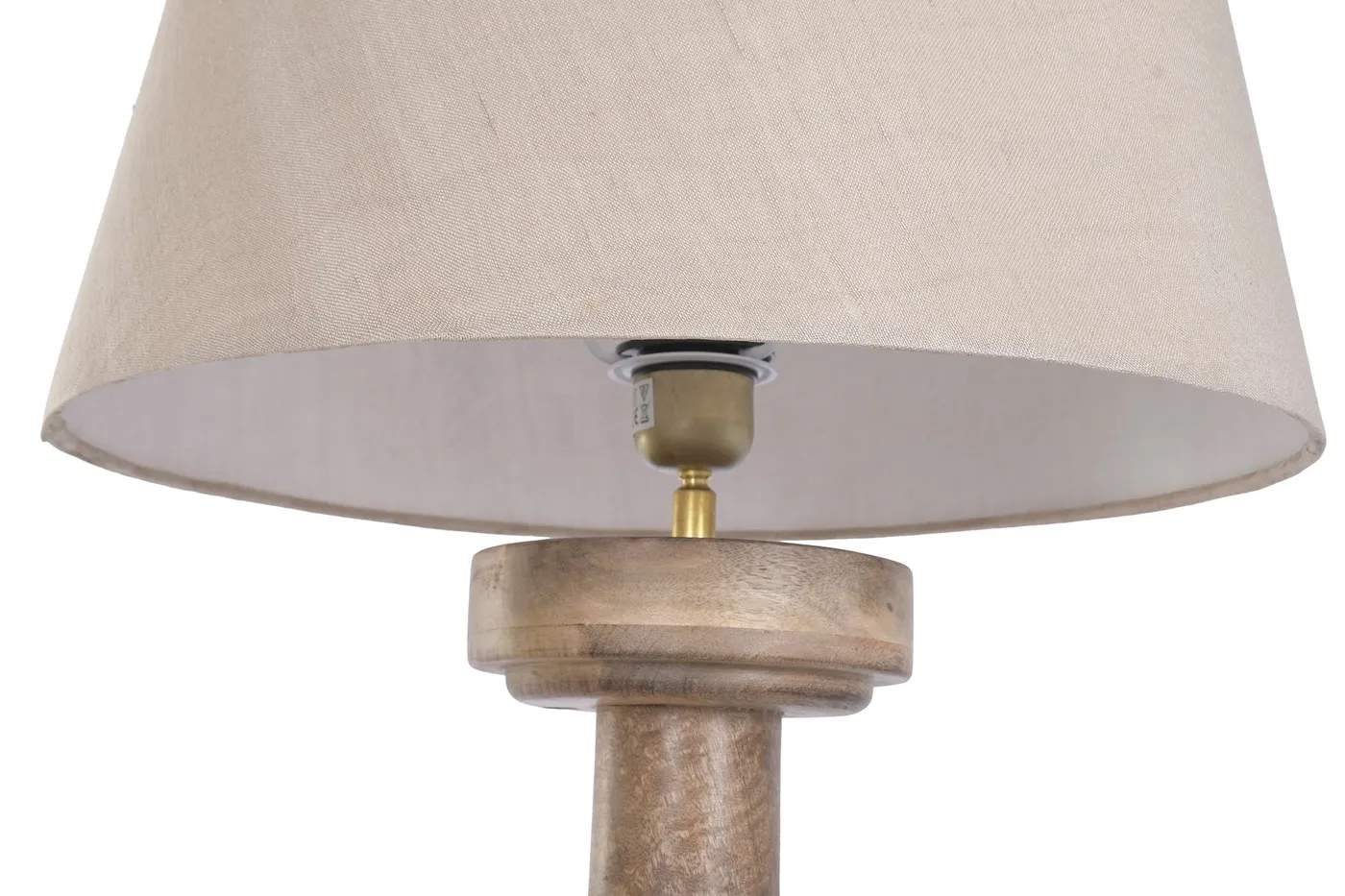 Mango wood linen floor lamp — Photo 2