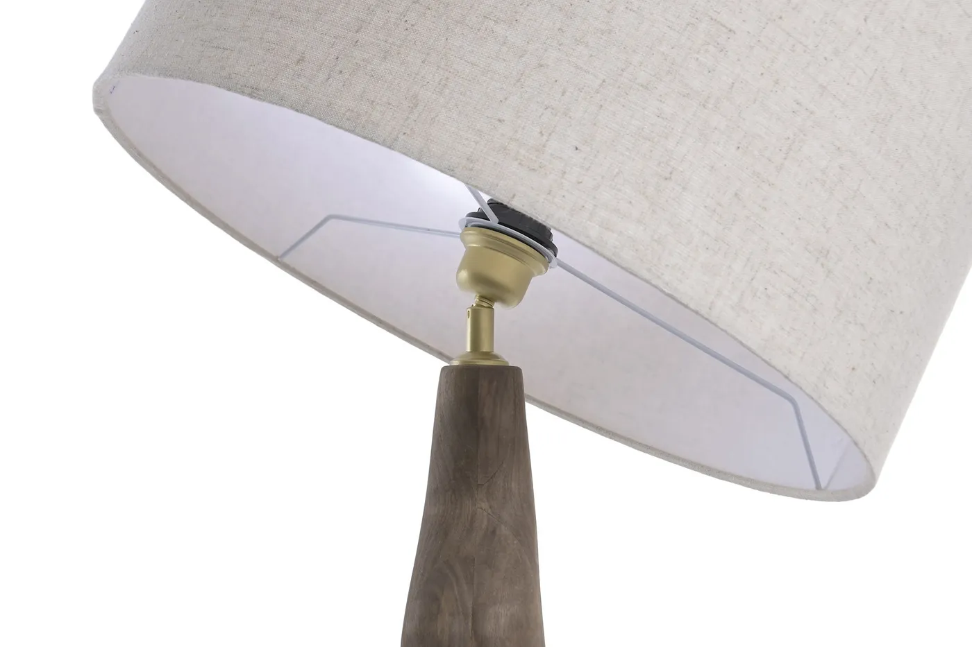 Mango wood linen table lamp – brown — Photo 2
