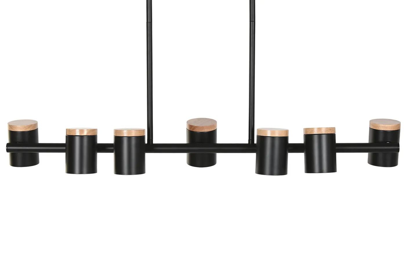 Hanglamp met spots van metaal en hout