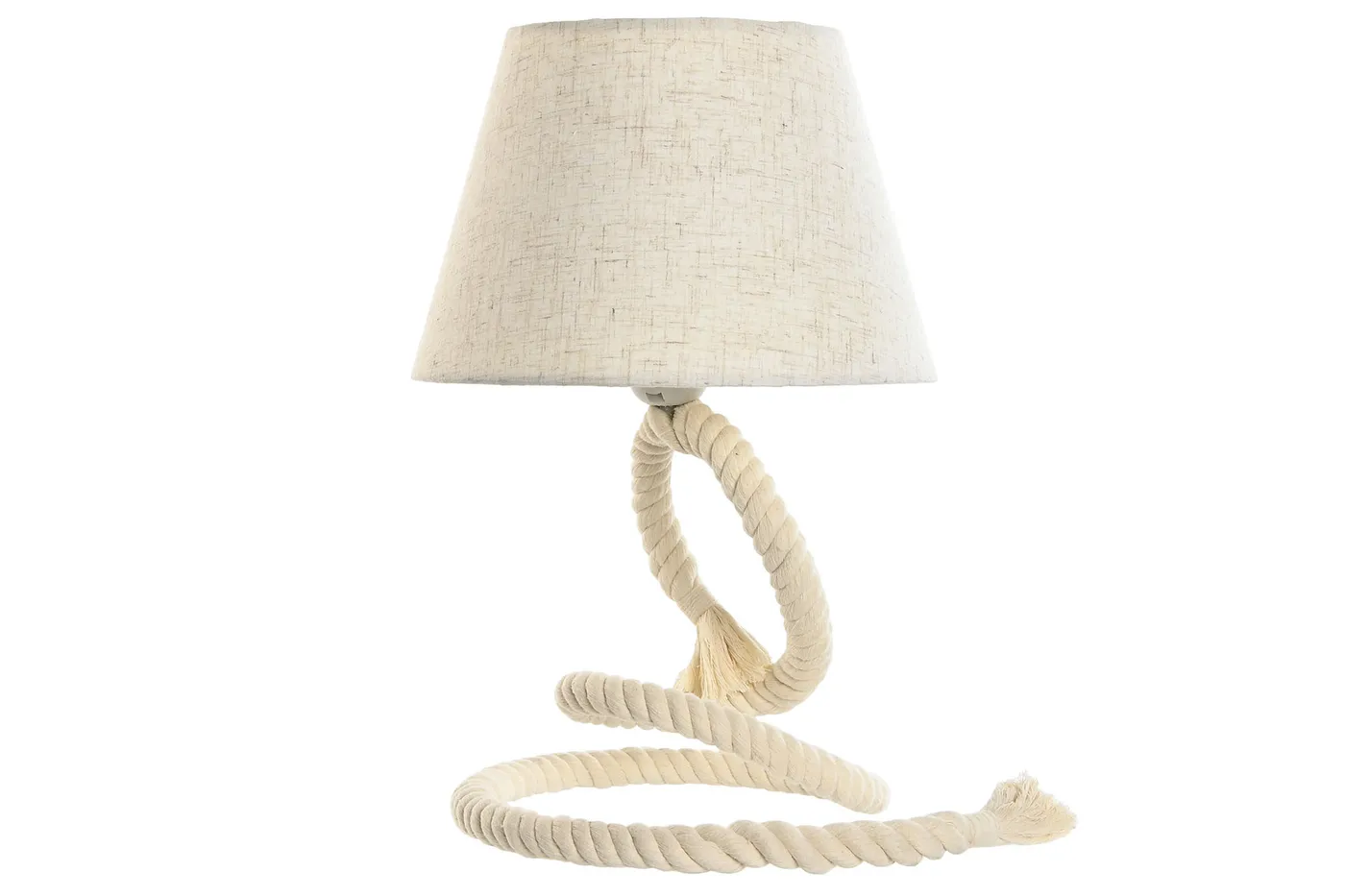 Knot rope linen table lamp – white