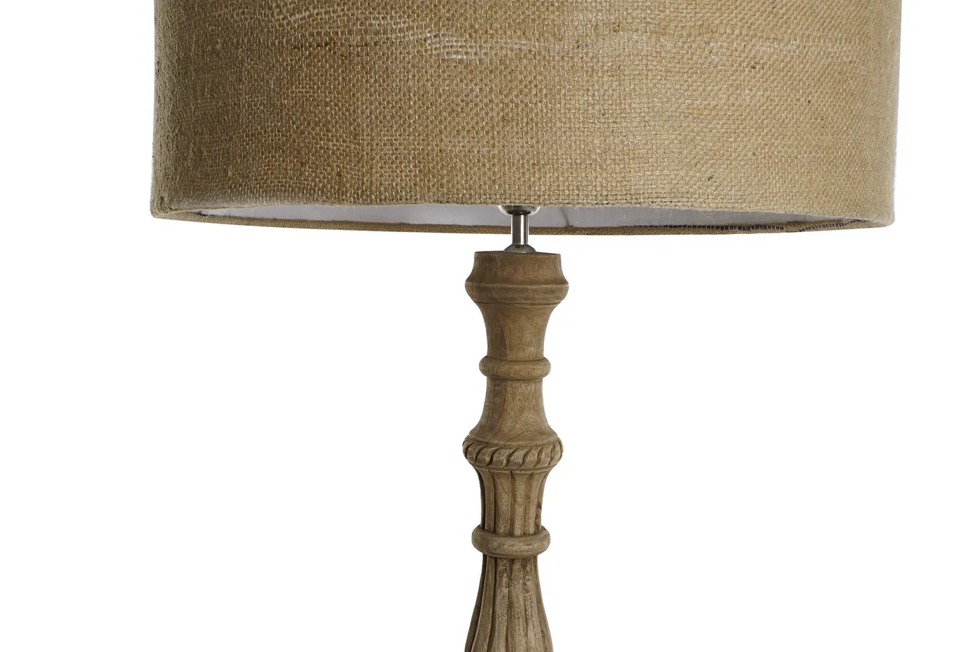 Carved wood jute floor lamp – natural — Photo 2