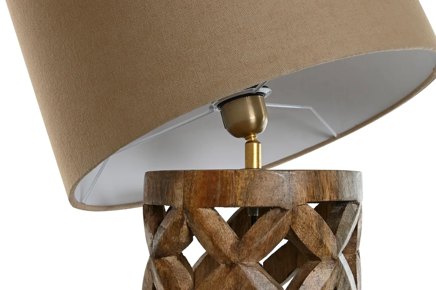 Mango wood polyester table lamp — Photo 2