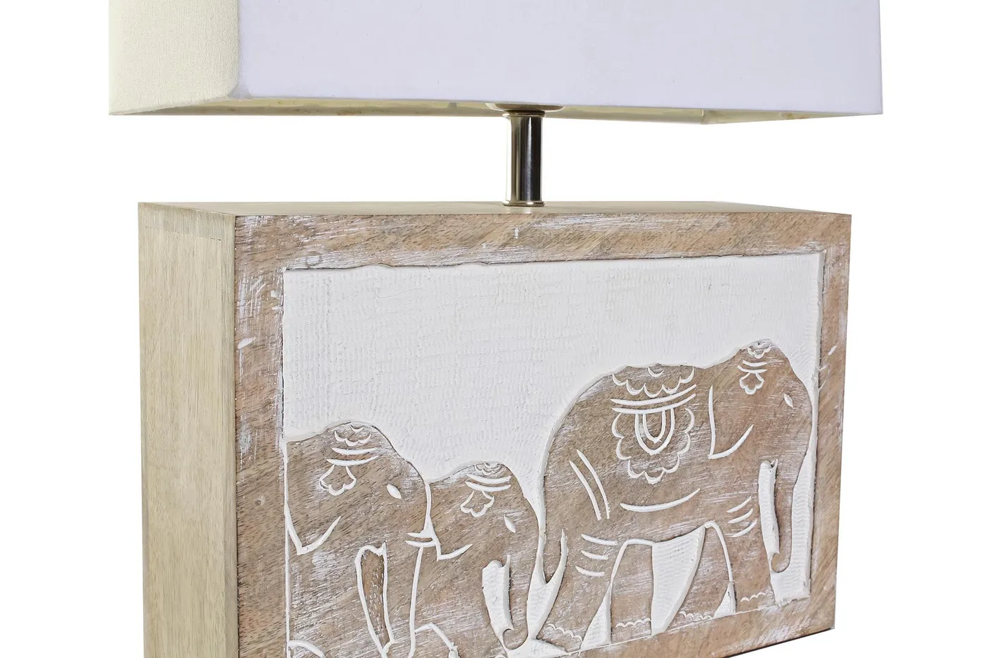 Mango wood polyester table lamp – brown — Photo 2