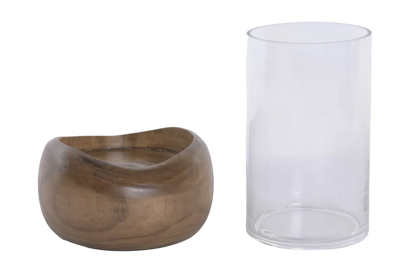 Portavelas de cristal y madera marrón — Foto 1