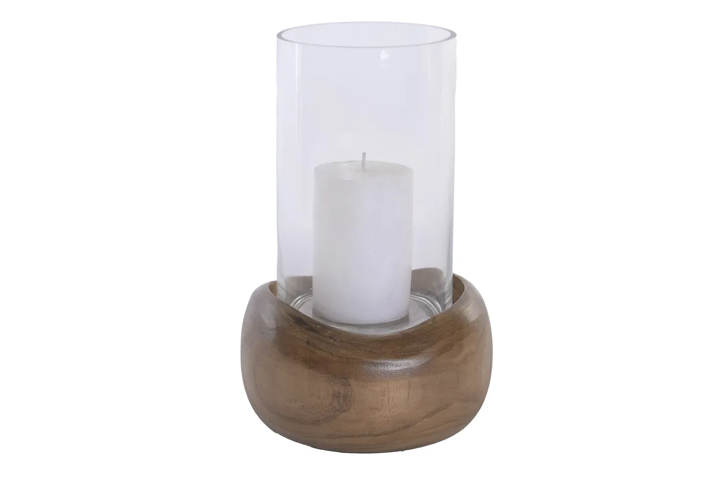 Portavelas de cristal y madera marrón — Foto 2
