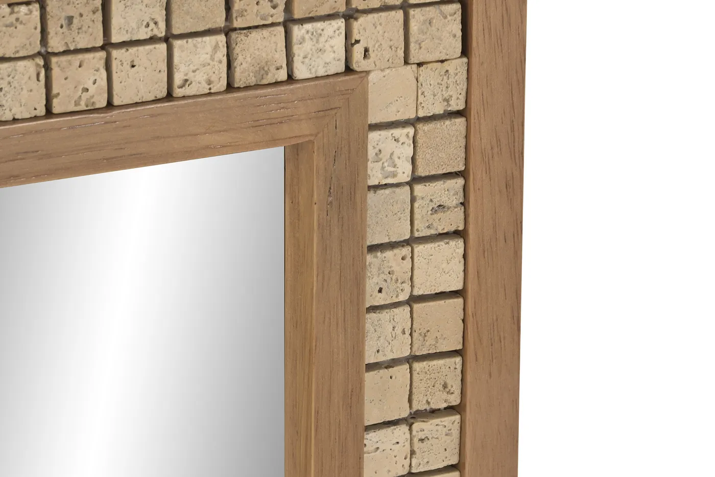 Rubberwood stone mirror – grey — Photo 2