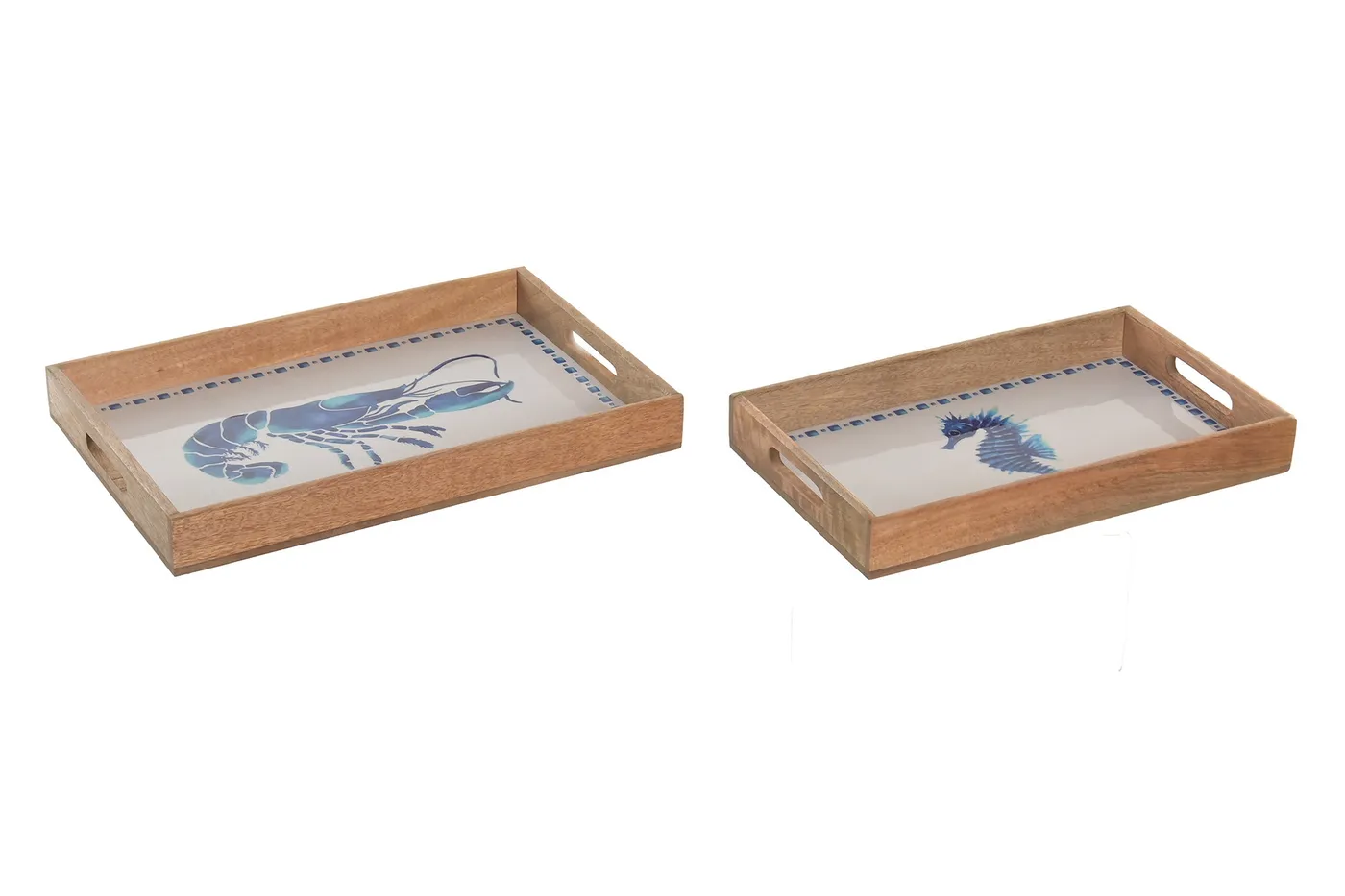 Set of 2 – lobster lacquered mango wood tray — Photo 2