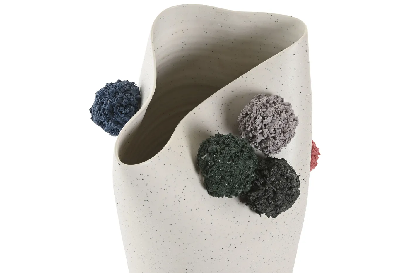 Ceramic vase with pompoms – white — Photo 2