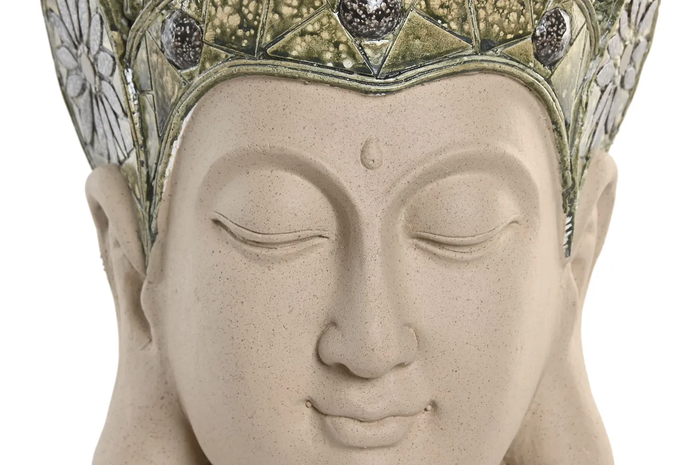 Figurine bouddha en magnésie, fibre naturelle et verre beige — Photo 2