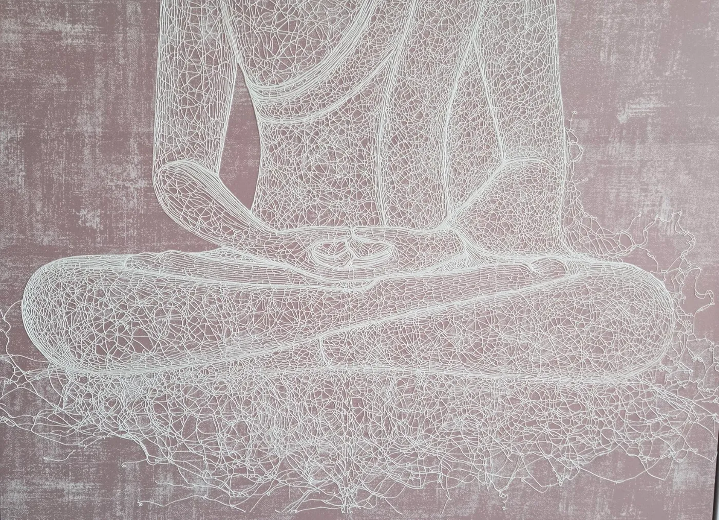 Tableau bouddha en polyester et pin marron — Photo 2