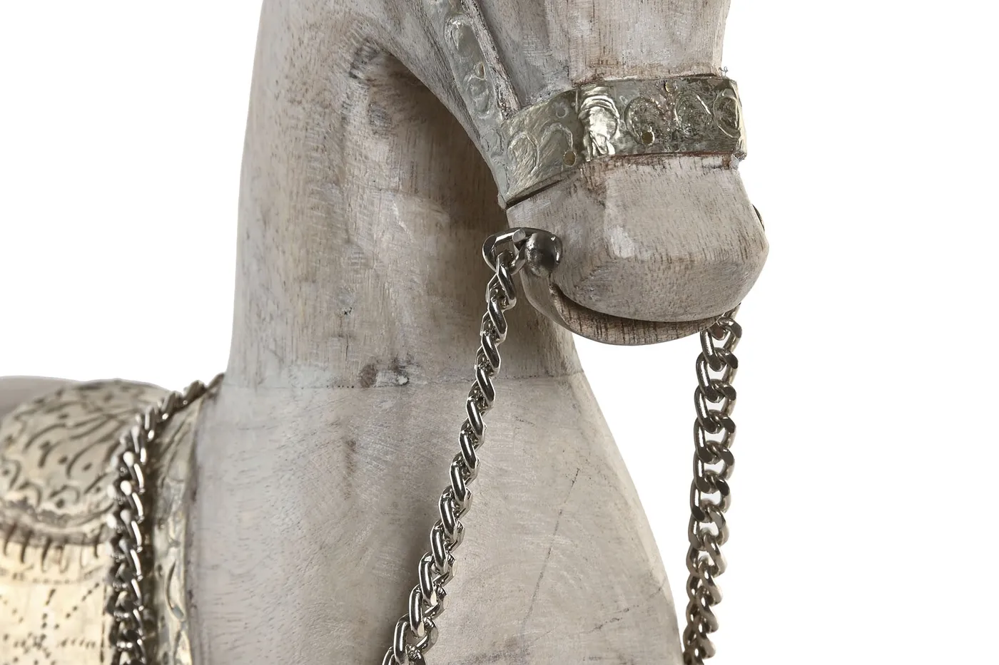 Paard figuur van mangohout en metaal naturel — Foto 2