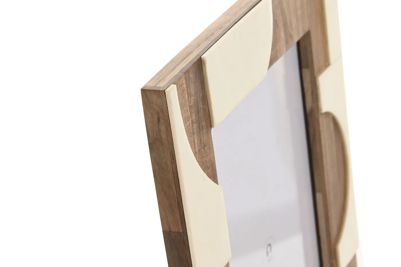 Abstract acacia photo frame – bone white — Photo 2