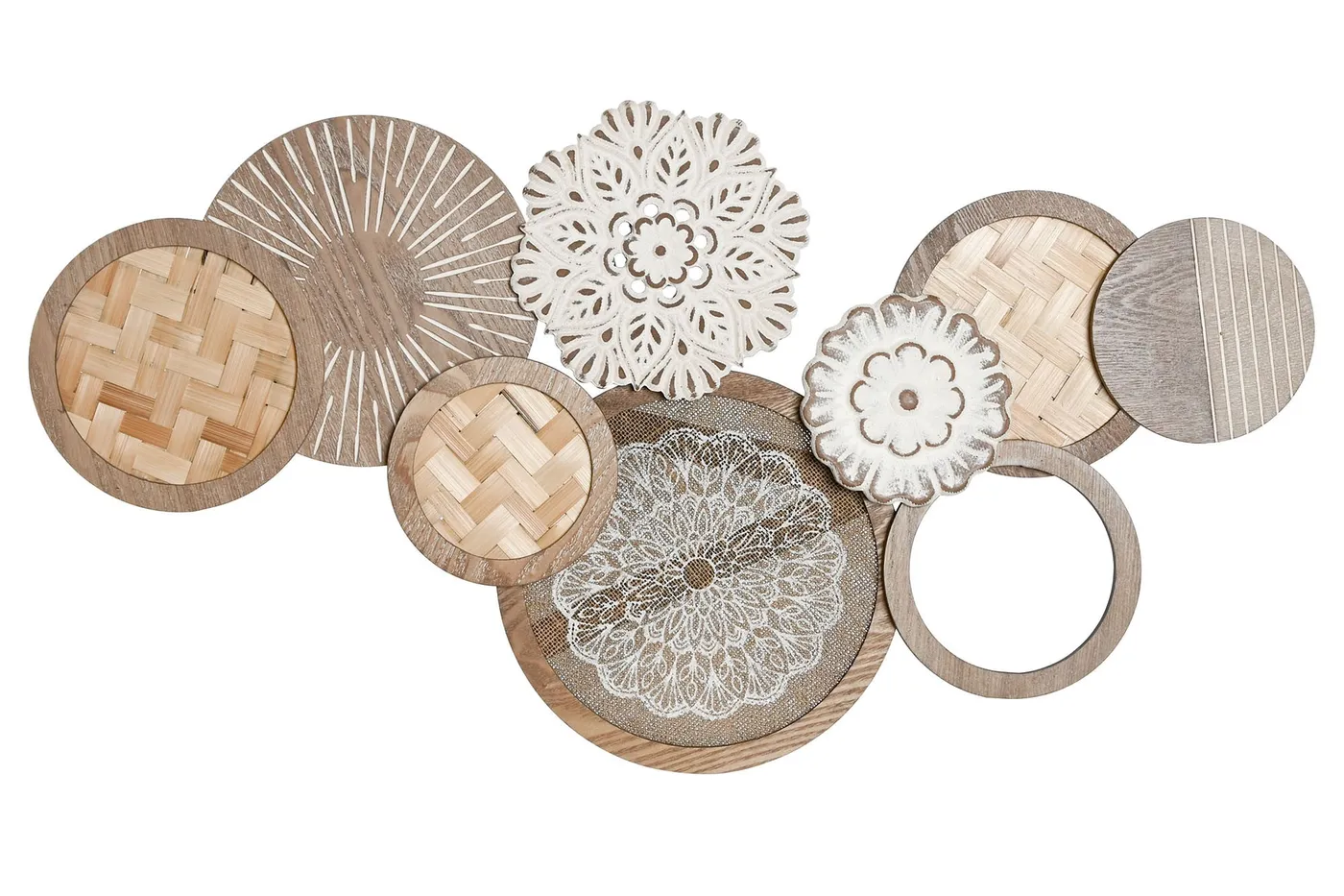 Decoración de pared con círculos de MDF natural