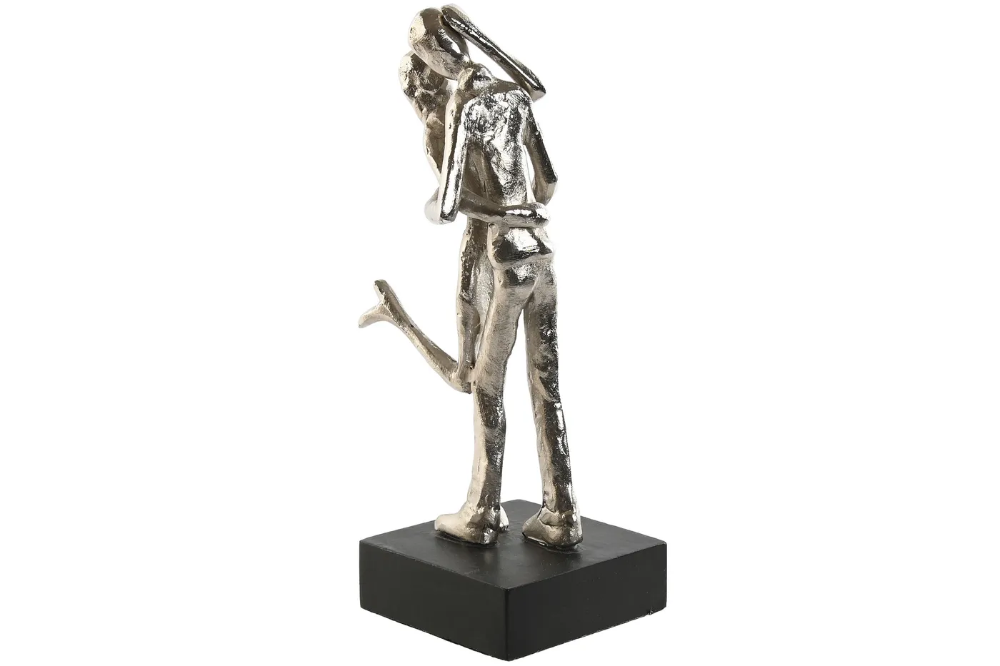 Koppel figuur van aluminium en mangohout zilver — Foto 2