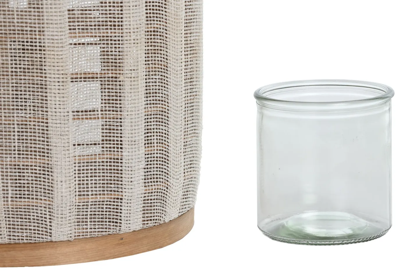 Bamboo linen candle holder with handles – natural / ecru — Photo 2