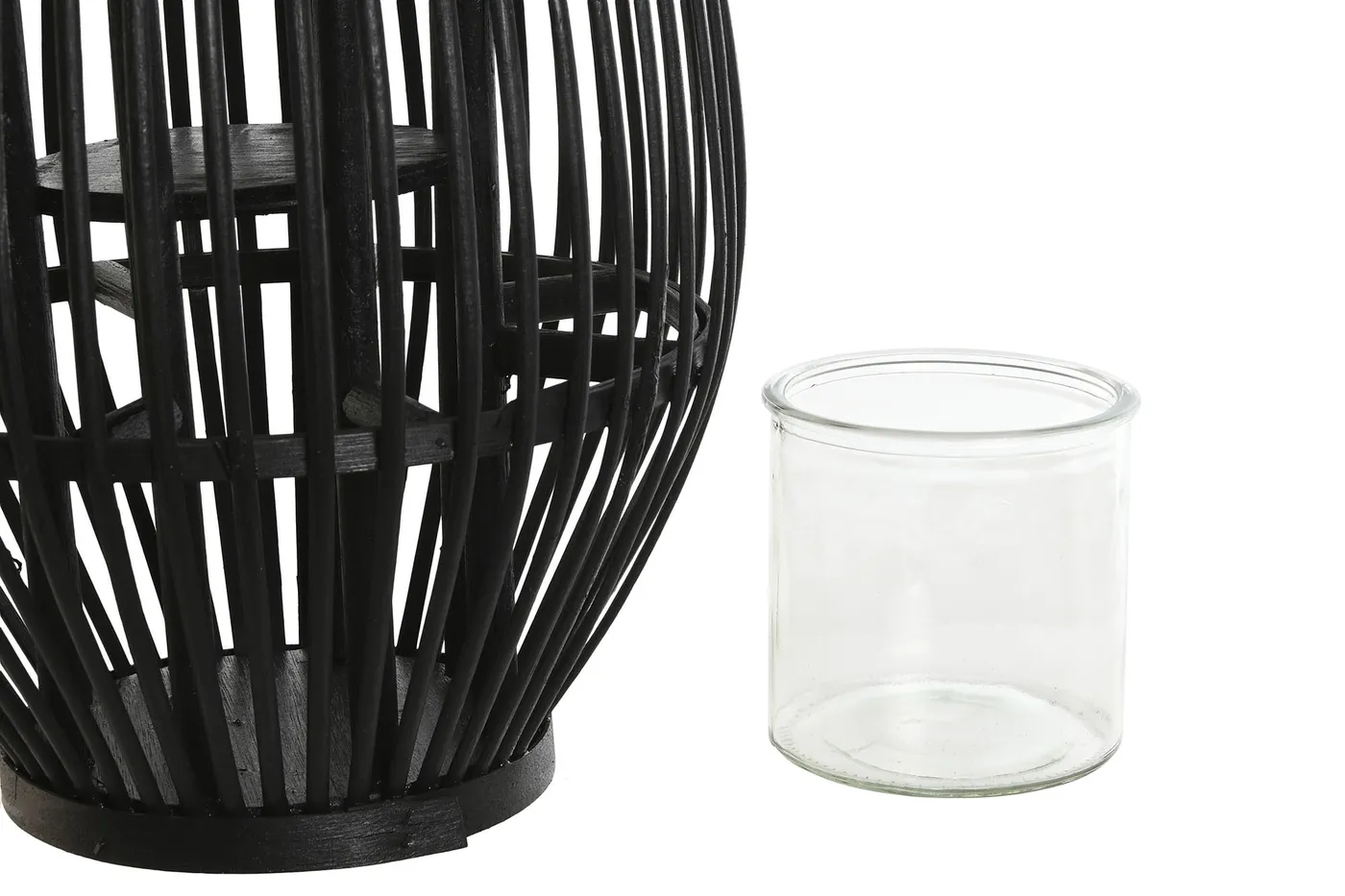 Kandelaar van rotan en glas zwart — Foto 2