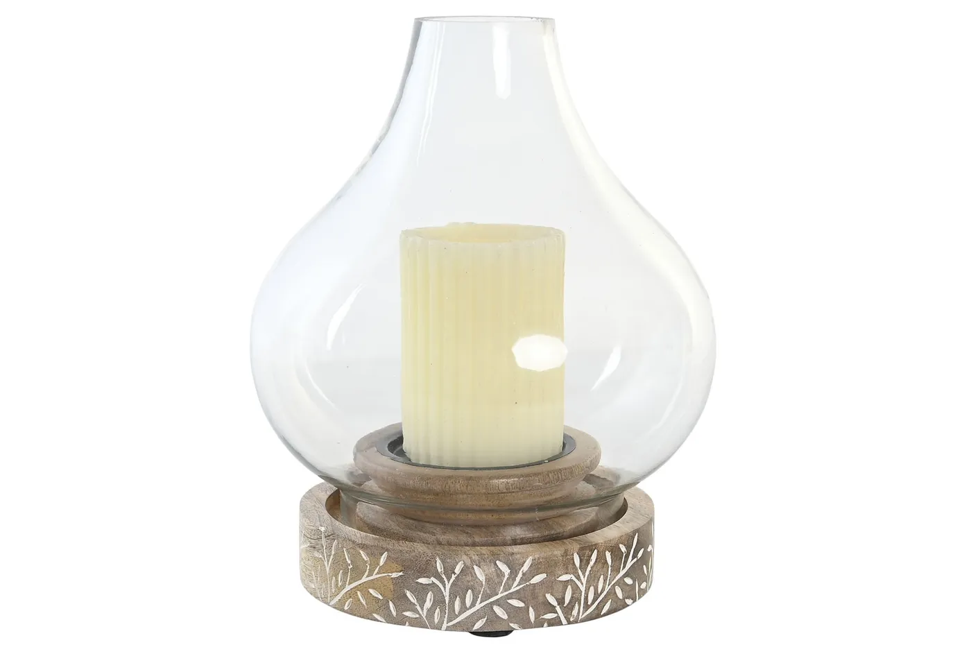 Mango wood glass candle holder – natural — Photo 2