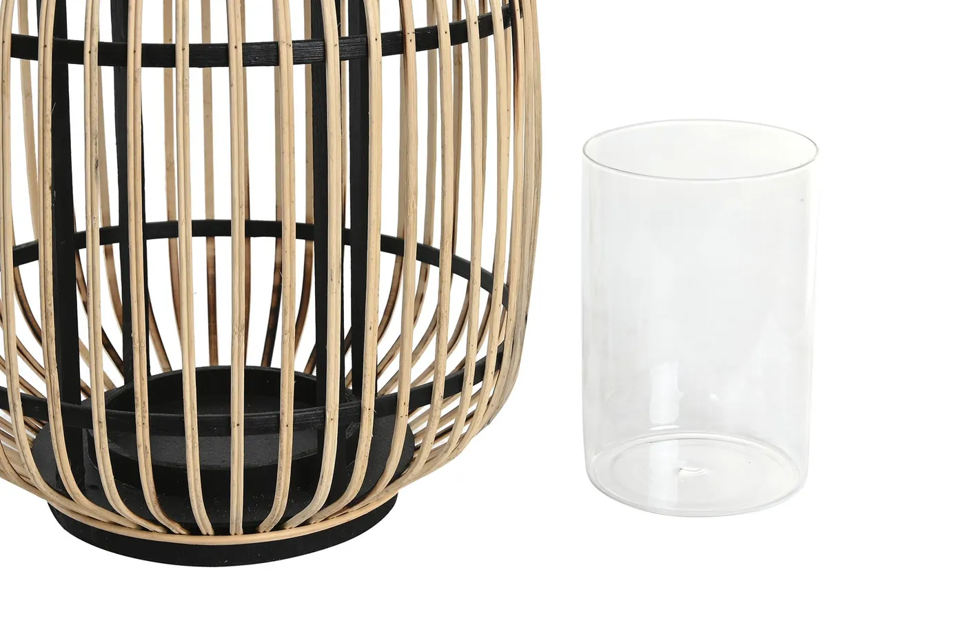 Bougeoir en bambou et verre naturel / marron — Photo 2