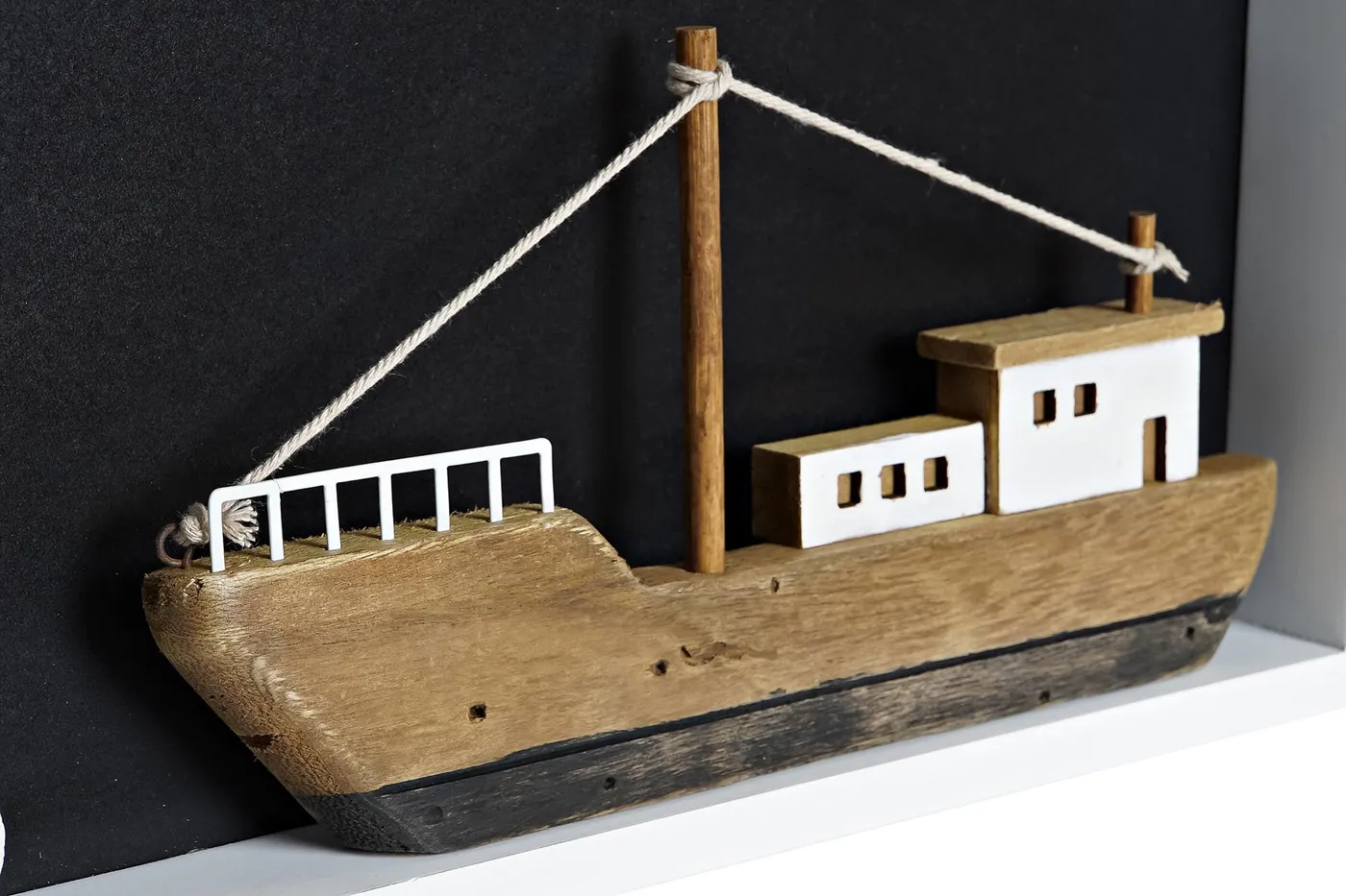 Boot decoratie van hout wit — Foto 2