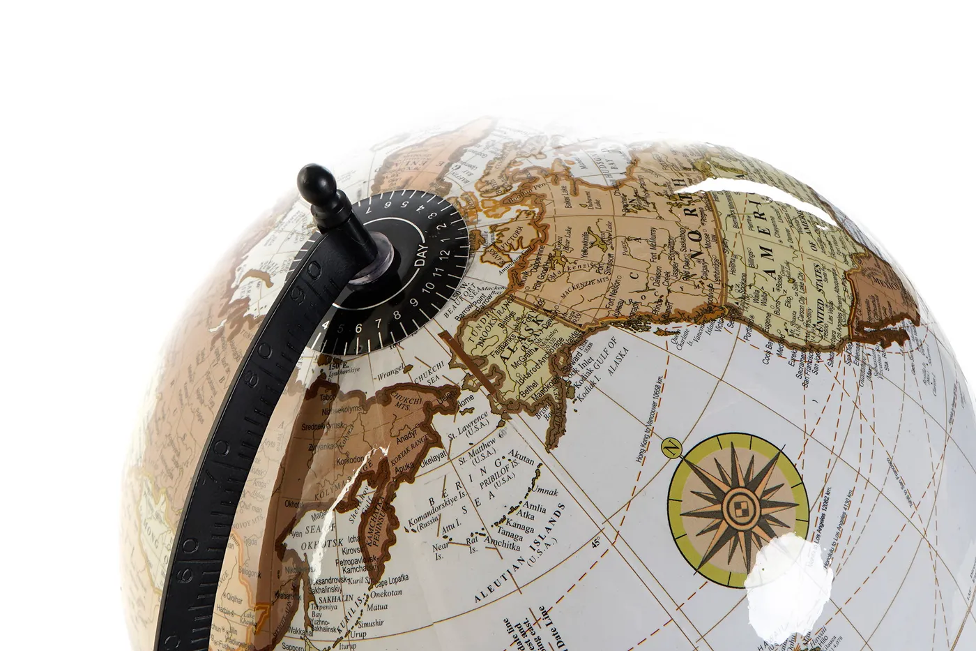 Globe terrestre brillant en acacia et PVC — Photo 2