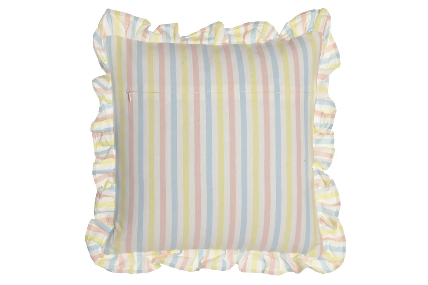 Striped cotton cushion with ruffles — Photo 2