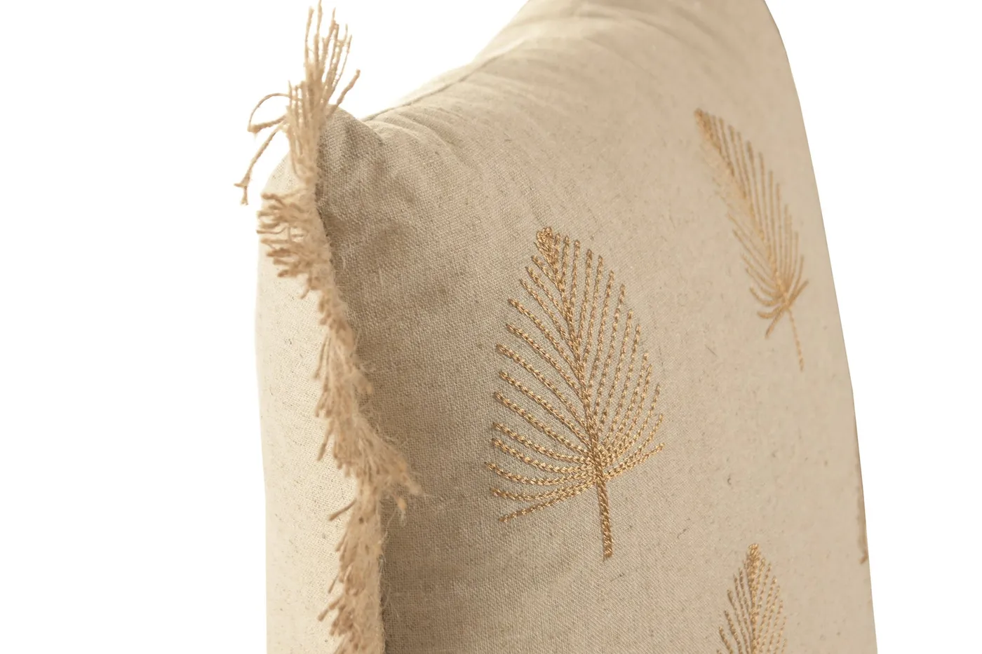 Cojín hojas bordado de algodón beige — Foto 2