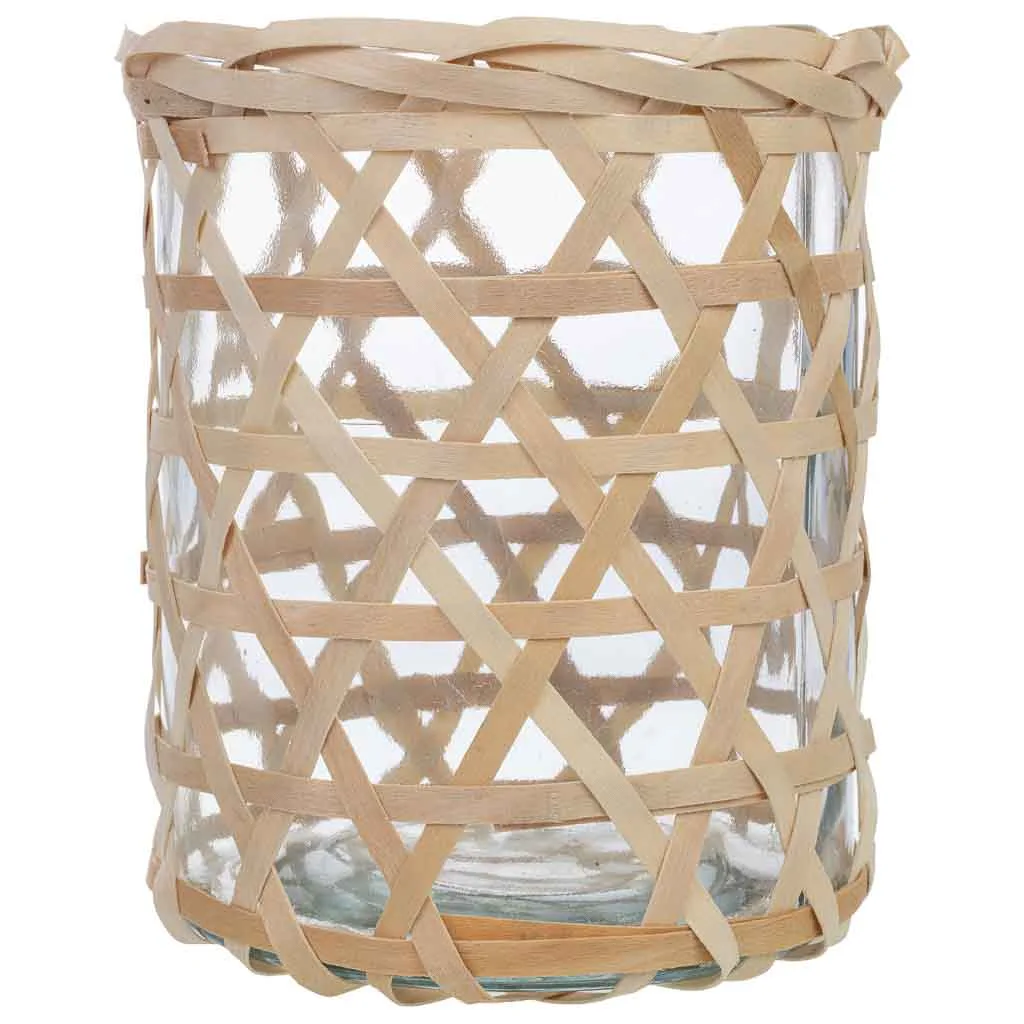 Lined glass natural fibre candle holder – natural — Photo 2