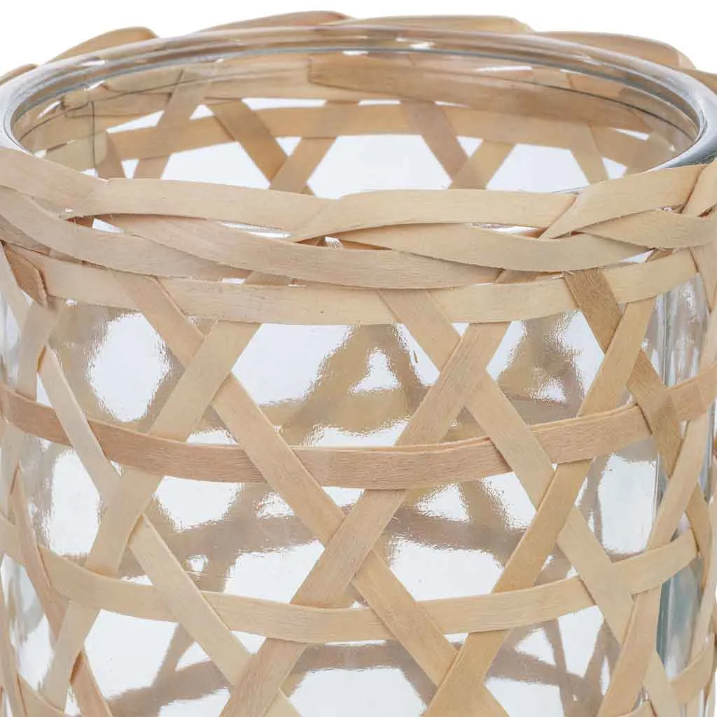 Lined glass natural fibre candle holder – natural — Photo 4