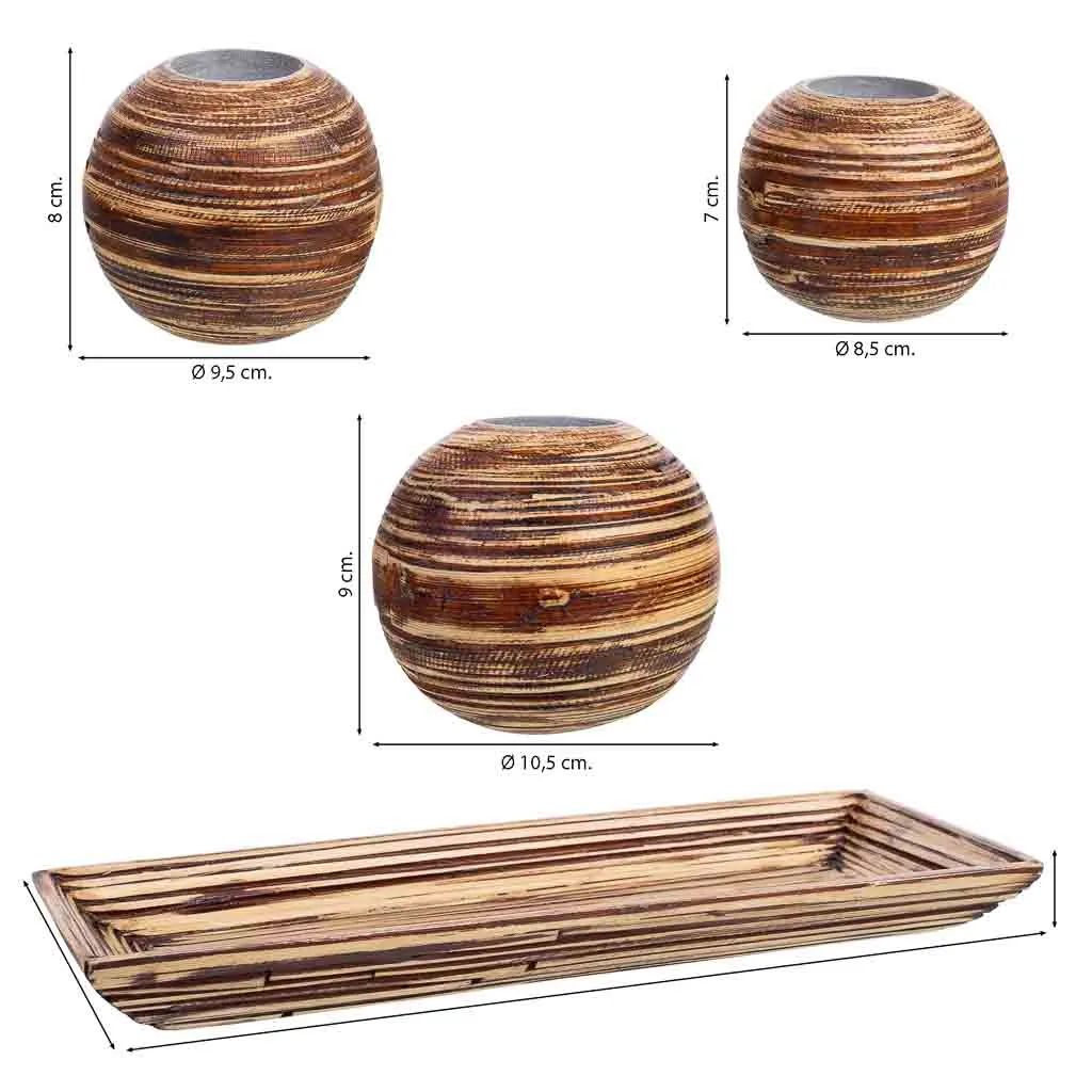 Dienblad kandelaar van hout en bamboe bruin — Foto 4