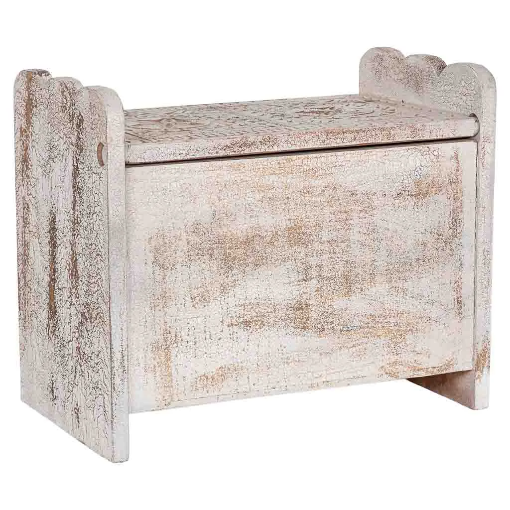 Baúl artesanal de madera blanco / marrón — Foto 4