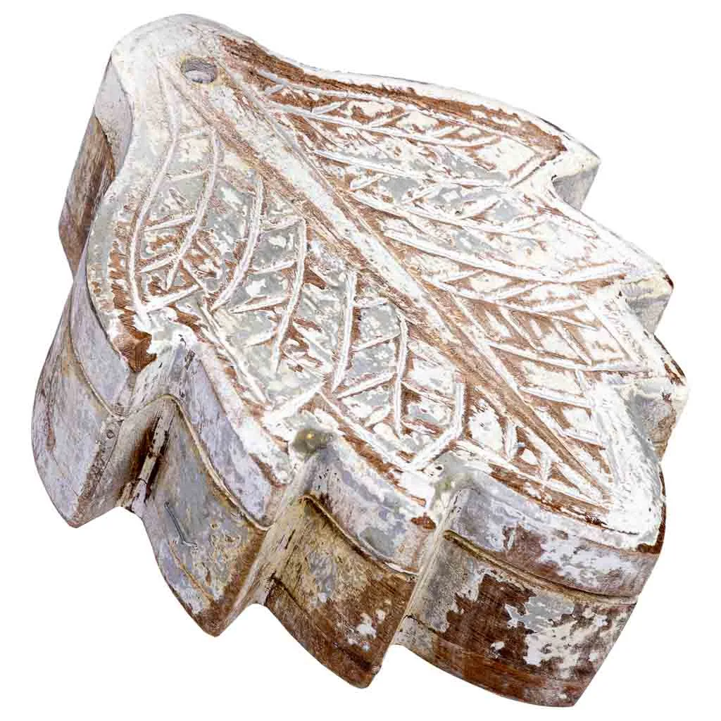 Carved aged wood box – brown — Photo 1