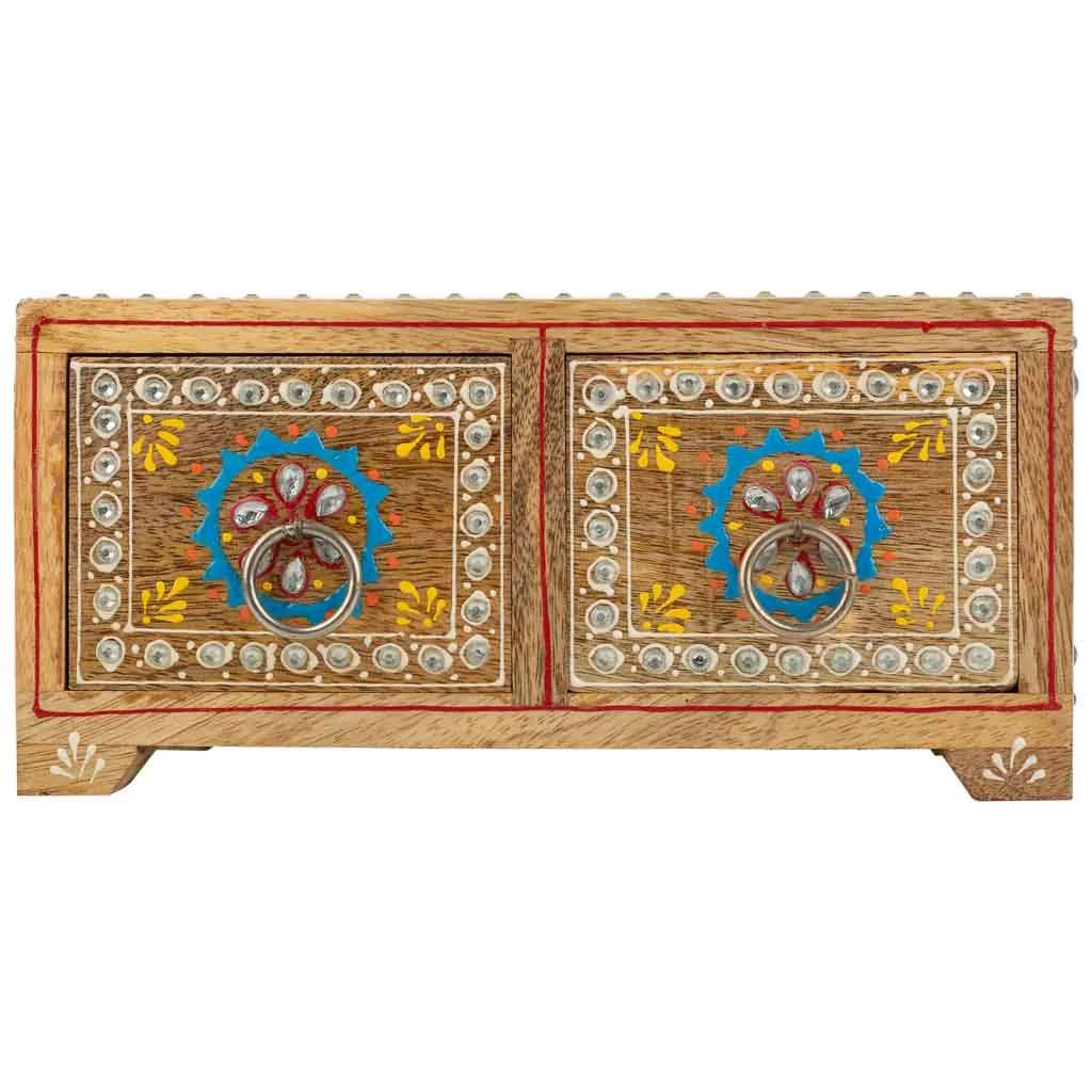 Painted handmade wood box jewellery box with drawers – brown — Photo 4